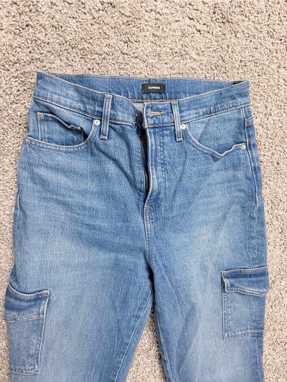 Express Women's High-Rise Light Blue Carpenter Jeans